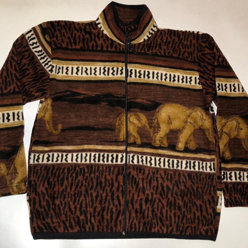 Zoofleece African Elephant Native Aztec Jacket S-M